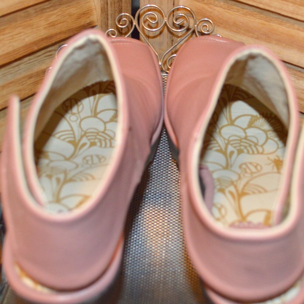 Fly London 6 Yahl Pink Leather Open Toe Shoes Platform Wedge EUR 37 - Picture 6 of 7